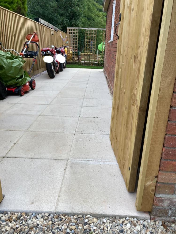 Paved pathway and fencing
