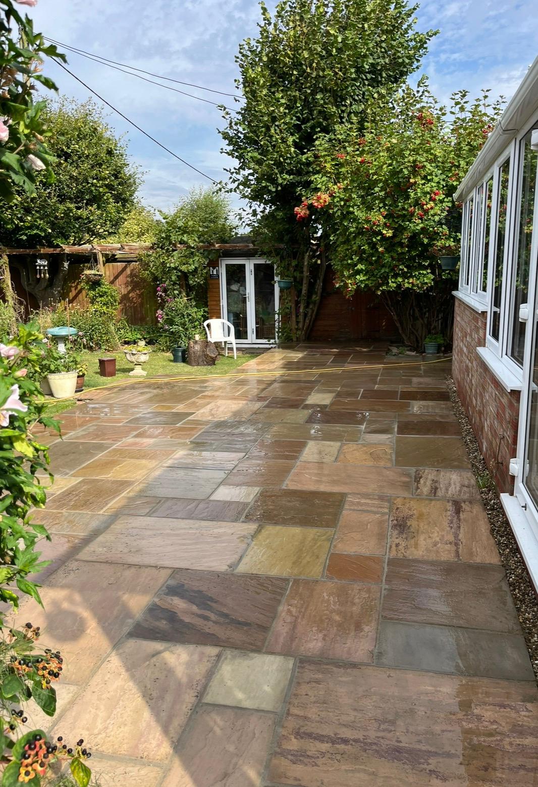 Large sandstone patio installation
